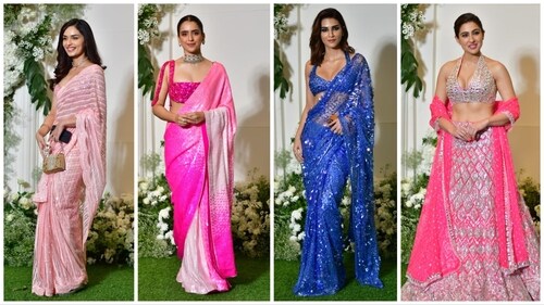 Manushi Chhillar, Sanya Malhotra, Kriti Sanon, Sara Ali Khan at the party. Manushi Chhillar, Sanya Malhotra, Kriti Sanon, Sara Ali Khan at the party.