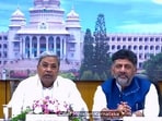 Karnataka Chief Minister Siddaramaiah with State Deputy Chief Minister DK Shivakumar in Bengaluru.