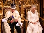 Britain's King Charles III delivers a speech beside Queen Camilla during the State Opening of Parliament in the House of Lords Chamber, in London, Britain, November 7, 2023. Leon Neal/Pool via REUTERS
