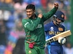 Bangladesh's captain Shakib Al Hasan gestures during the 2023 ICC Men's Cricket World Cup match vs Sri Lanka Bangladesh's captain Shakib Al Hasan gestures during the 2023 ICC Men's Cricket World Cup match vs Sri Lanka