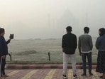 People visit the smog engulfed Taj Mahal in Agra People visit the smog engulfed Taj Mahal in Agra