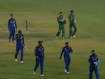 Sri Lanka players walk away without shaking hands with Bangladesh players Sri Lanka players walk away without shaking hands with Bangladesh players