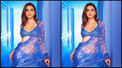 She kept her accessories to a minimum to make her outfit shine, styling her look with a pair of diamond stud earrings, silver stacked rings adorning her fingers and a pair of high heels. (Instagram/@kritisanon) She kept her accessories to a minimum to make her outfit shine, styling her look with a pair of diamond stud earrings, silver stacked rings adorning her fingers and a pair of high heels. (Instagram/@kritisanon)