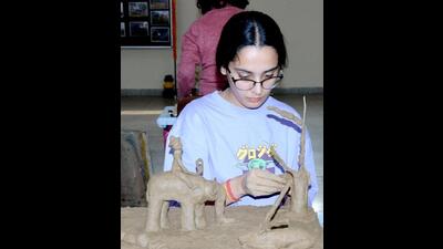A student participating in the Guru Angad Dev Veterinary and Animal Sciences University youth fest. (HT Photo) A student participating in the Guru Angad Dev Veterinary and Animal Sciences University youth fest. (HT Photo)