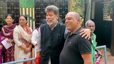 Bharatiya Janata Party (BJP) candidate from Jagdalpur seat Kiran Dev prior to casting his vote for the first phase of Chhattisgarh Assembly elections, at a polling station in Jagdalpur. (ANI )