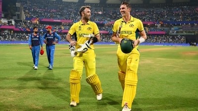 Australia's Glenn Maxwell and captain Pat Cummins celebrate the team's victory against Afghanistan (ANi) Australia's Glenn Maxwell and captain Pat Cummins celebrate the team's victory against Afghanistan (ANi)