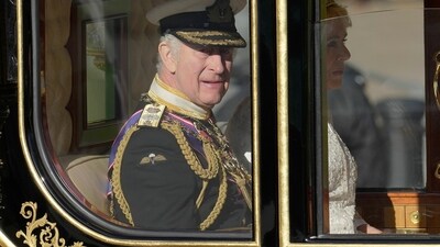 Britain's King Charles III besides Queen Camilla leave Buckingham Palace in the State Coach to attend the State Opening of Parliament, at the Palace of Westminster in London. (AP) Britain's King Charles III besides Queen Camilla leave Buckingham Palace in the State Coach to attend the State Opening of Parliament, at the Palace of Westminster in London. (AP)