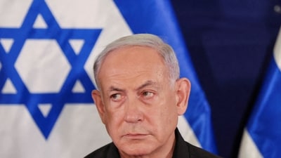 Israel-Hamas War: Israeli prime minister Benjamin Netanyahu during a press conference. (Reuters)
