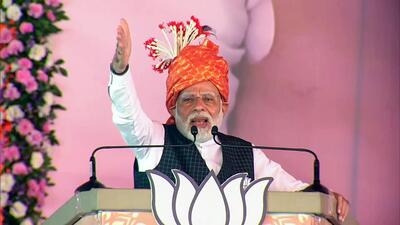 Prime Minister Narendra Modi addresses a public meeting in poll-bound Chhattisgarh’s Surajpur on Tuesday. (ANI Photo) (ANI) Prime Minister Narendra Modi addresses a public meeting in poll-bound Chhattisgarh’s Surajpur on Tuesday. (ANI Photo) (ANI)