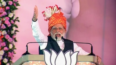 Prime Minister Narendra Modi on Tuesday addressed a public rally in Bishrampur, Chhattisgarh, where he alleged that the Congress party has failed to control Naxal violence in the state, citing the recent murder of a party worker. (ANI) Prime Minister Narendra Modi on Tuesday addressed a public rally in Bishrampur, Chhattisgarh, where he alleged that the Congress party has failed to control Naxal violence in the state, citing the recent murder of a party worker. (ANI)