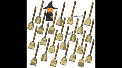 Brain Teaser: Can you find the broom that belongs to the witch? (Facebook/Gergely Dudás) Brain Teaser: Can you find the broom that belongs to the witch? (Facebook/Gergely Dudás)