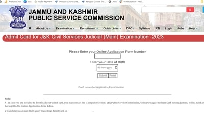 JKPSC releases admit card for J&K Civil Services (Judicial) Main 2023 Exam JKPSC releases admit card for J&K Civil Services (Judicial) Main 2023 Exam