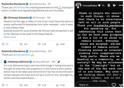 Chaitanya, Chinmayi and Mrunal's posts for Rashmika.