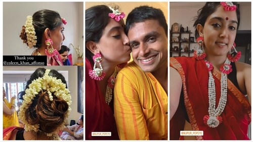Ira Khan and Nupur Shikhare during the ceremony. Ira Khan and Nupur Shikhare during the ceremony.