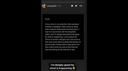 A screengrab of Zara Patel’s Instagram story. (Instagram/Zara Patel) A screengrab of Zara Patel’s Instagram story. (Instagram/Zara Patel)