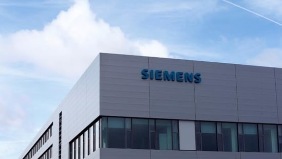 Siemens logo is pictured at a building of the manufacturing plant of Siemens Healthineers in Forchheim near Nuremberg, Germany.