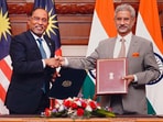 External affairs minister S Jaishankar with Malaysina foreign minister Zambry Abd Kadir at the 6th India-Malaysia Joint Commission Meeting in New Delhi on November 7. 