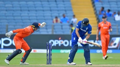 Root was left bamboozled after the ball went between his legs. (Nitin Lawate) Root was left bamboozled after the ball went between his legs. (Nitin Lawate)