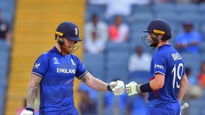 England then collapsed but then Ben Stokes and Chris Woakes put up a 129-run stand for the seventh wicket. Stokes held one end together with Woakes providing him good support as the duo counterattacked and scored quickly in the last 15 overs. (Nitin Lawate) England then collapsed but then Ben Stokes and Chris Woakes put up a 129-run stand for the seventh wicket. Stokes held one end together with Woakes providing him good support as the duo counterattacked and scored quickly in the last 15 overs. (Nitin Lawate)