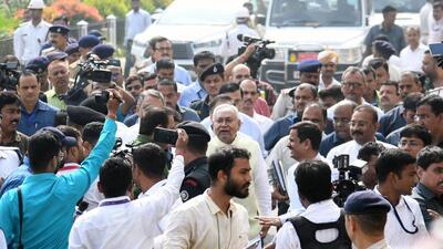 Bihar CM Nitish Kumar arrives at the assembly on Wednesday. (Santosh Kumar/HT) Bihar CM Nitish Kumar arrives at the assembly on Wednesday. (Santosh Kumar/HT)