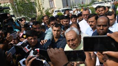 Bihar chief minister Nitish Kumar speaking to the media outside the state legislative assemgly on Wednesday. (HT/Santosh Kumar) Bihar chief minister Nitish Kumar speaking to the media outside the state legislative assemgly on Wednesday. (HT/Santosh Kumar)