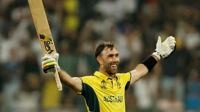 Australia's Glenn Maxwell celebrates after the match (REUTERS)