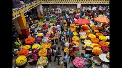 Crowd at flower market ahead of festive season at KR Market in Bengaluru. (PTI/Representational Image) Crowd at flower market ahead of festive season at KR Market in Bengaluru. (PTI/Representational Image)
