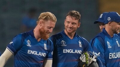 A century from Ben Stokes and three-wicket hauls from spinners and Moeen Ali and Adil Rashid helped England record just their second win of the 2023 World Cup, beating the Netherlands by 160 runs. The Netherlands' slim chances of advancing to the last four of the tournament officially ended with the loss. (AP) A century from Ben Stokes and three-wicket hauls from spinners and Moeen Ali and Adil Rashid helped England record just their second win of the 2023 World Cup, beating the Netherlands by 160 runs. The Netherlands' slim chances of advancing to the last four of the tournament officially ended with the loss. (AP)