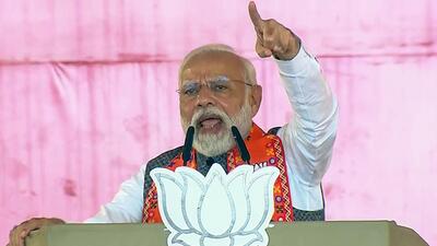 Prime Minister Narendra Modi addresses a public rally in Guna in poll-bound Madhya Pradesh on Wednesday. (ANI)