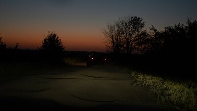 Members of a Ukrainian drone unit make their way to the front line at night in the Luhansk Region, Ukraine. (AP) Members of a Ukrainian drone unit make their way to the front line at night in the Luhansk Region, Ukraine. (AP)