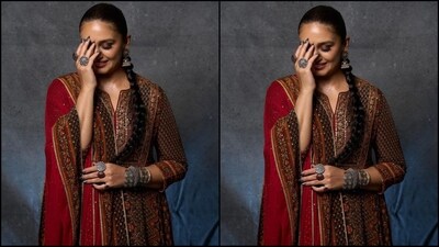In terms of accessories, Huma styled her look with oxidised jewellery, including a pair of stunning statement jhumkas, stacked silver breclets and multiple large rings adorning her fingers. (Instagram/@iamhumaq) In terms of accessories, Huma styled her look with oxidised jewellery, including a pair of stunning statement jhumkas, stacked silver breclets and multiple large rings adorning her fingers. (Instagram/@iamhumaq)