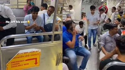 Man singing ad jingles in Mumbai local. (Instagram/@prannayjoshi)
