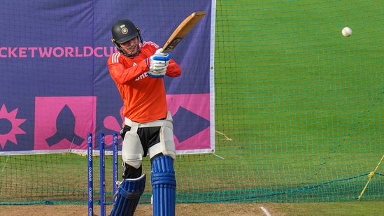 India's Shubman Gill during a practice session ahead of the ICC Men's Cricket World Cup 2023 match between India and Netherlands at M. Chinnaswamy Stadium, in Bengaluru (PTI)