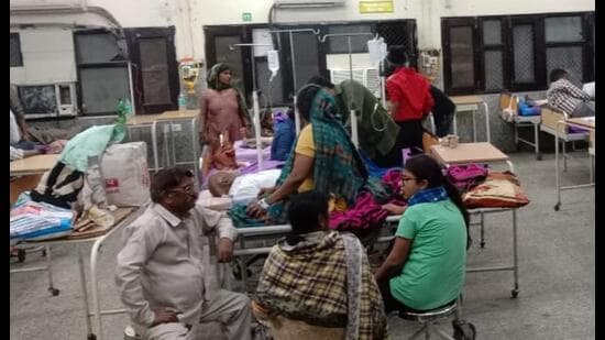 Patients admitted at civil hospital in Sector 6, Panchkula. (HT Photo)