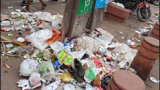 The market is witnessing poor sanitation conditions amid high footfalls during the festive season ahead of Diwali.