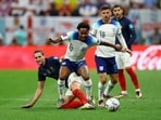 England's Raheem Sterling in action with France's Adrien Rabiot 