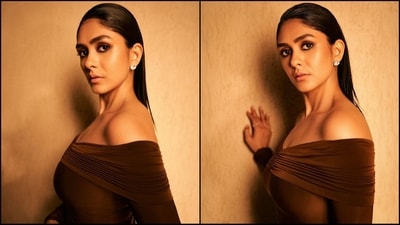 With the help of hairstylist Teji Singh, Mrunal styled her lush locks into a back-combed wet look that complemented her glam look perfectly. (Instagram/@mrunalthakur) With the help of hairstylist Teji Singh, Mrunal styled her lush locks into a back-combed wet look that complemented her glam look perfectly. (Instagram/@mrunalthakur)