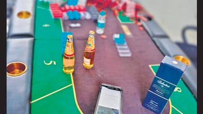 A pop-up casino in Sector 79 that was busted by Gurugram cops. (HT Photo)