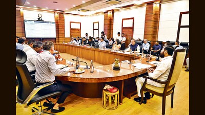 Chief minister Eknath Shinde held a review meeting on Thursday. Chief minister Eknath Shinde held a review meeting on Thursday.