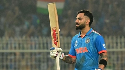 Virat Kohli celebrates his 100 during ICC World Cup 2023 match between India and South Africa at Eden Garden in Kolkata (Hindustan Times) Virat Kohli celebrates his 100 during ICC World Cup 2023 match between India and South Africa at Eden Garden in Kolkata (Hindustan Times)