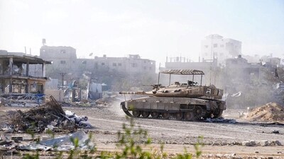 A view shows an Israeli military vehicle during a ground operation in a location given as Gaza on November 9. (Reuters)