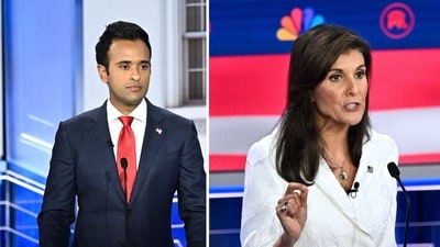 Nikki Haley blasted Vivek Ramaswamy during the third Republican presidential primary debate held on Wednesday night, October 8 (Photo by Mandel NGAN / AFP, Mandel NGAN / AFP) Nikki Haley blasted Vivek Ramaswamy during the third Republican presidential primary debate held on Wednesday night, October 8 (Photo by Mandel NGAN / AFP, Mandel NGAN / AFP)