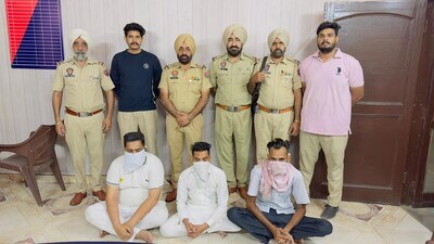 Police on Thursday arrested three members of a gang involved in looting luxury cars at gunpoint after a shootout at a wedding function in Varpal village on the Amritsar-Taran road. (HT Photo)