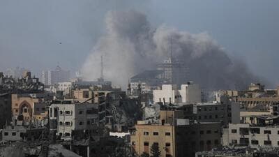 Smoke rises during an Israeli strike, amid the ongoing conflict between Israel and Palestinian Islamist group Hamas, in Gaza City, November 9 (REUTERS) Smoke rises during an Israeli strike, amid the ongoing conflict between Israel and Palestinian Islamist group Hamas, in Gaza City, November 9 (REUTERS)