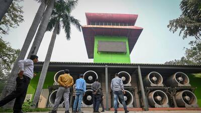 The smog tower at Connaught Place was installed following an apex court order on January 13, 2020 at a cost of around ₹25 crore. (Sanchit Khanna/ HT Photo) The smog tower at Connaught Place was installed following an apex court order on January 13, 2020 at a cost of around ₹25 crore. (Sanchit Khanna/ HT Photo)