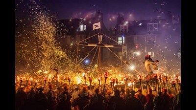 The traditional burning of viking ship during the Up Helly Aa festival in Lerwick, Shetland. (Pvince73/Shutterstock) The traditional burning of viking ship during the Up Helly Aa festival in Lerwick, Shetland. (Pvince73/Shutterstock)