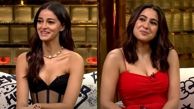 Ananya Panday and Sara Ali Khan on Koffee With Karan 8. Ananya Panday and Sara Ali Khan on Koffee With Karan 8.