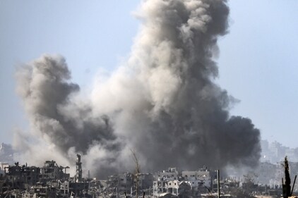 A smoke plume rises during Israeli bombardment in the Gaza Strip, near a position across the border in southern Israel on November 9, 2023. (AFP) A smoke plume rises during Israeli bombardment in the Gaza Strip, near a position across the border in southern Israel on November 9, 2023. (AFP)