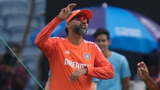 India's bowling coach Paras Mhambrey during a training session (AP)