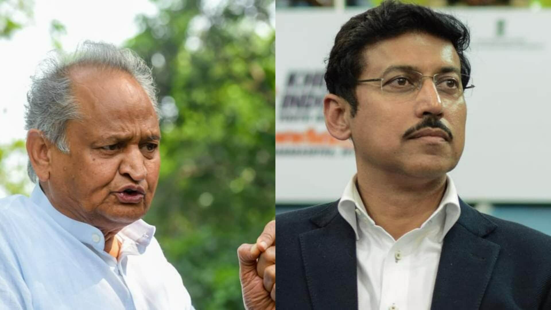 BJP leader Rajyavardhan Rathore's and Rajasthan CM Ashok Gehlot (left) BJP leader Rajyavardhan Rathore's and Rajasthan CM Ashok Gehlot (left)